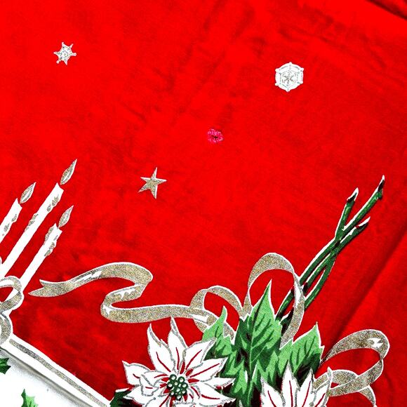 Vintage 50's Christmas tablecloth flaws stains holes cutter cloth for crafts? - Picture 7 of 12